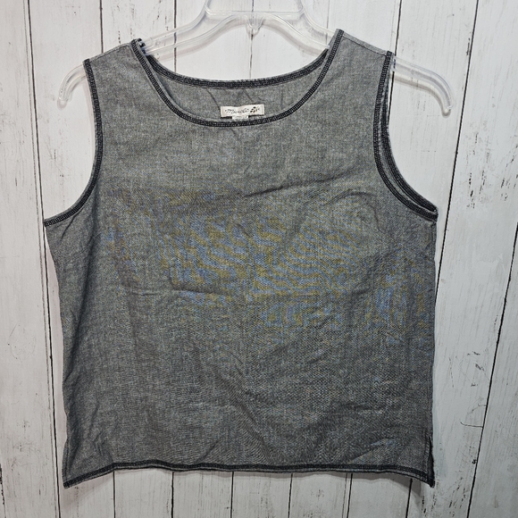 Vintage Mureli Women's Gray 100% Cotton Sleeveless Tank Top Size Large Lagenlook - Picture 1 of 5